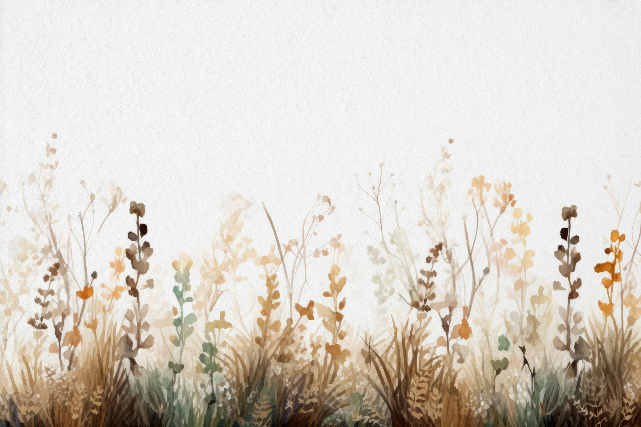 A painting of grass and flowers A painting of grass and flowers