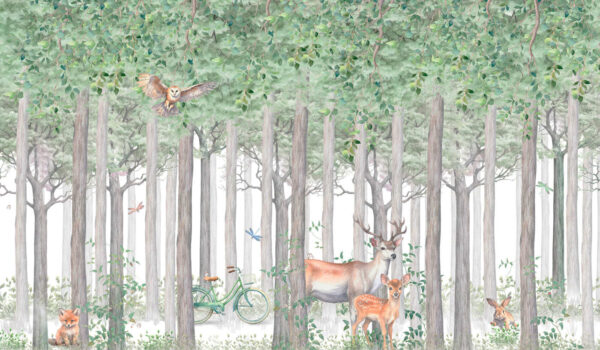 Eine Gruppe von Tieren in einem Wald Eine Gruppe von Tieren in einem Wald