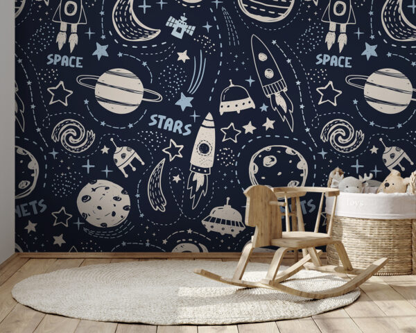 Ein Muster aus Planeten und Sternen Ein Muster aus Planeten und Sternen