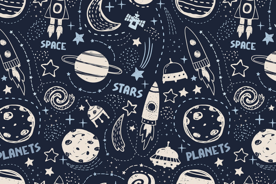 Ein Muster aus Planeten und Sternen Ein Muster aus Planeten und Sternen