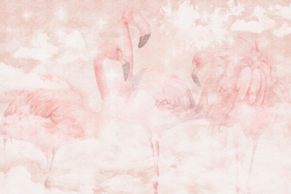 Eine Gruppe von Flamingos am Himmel Eine Gruppe von Flamingos am Himmel