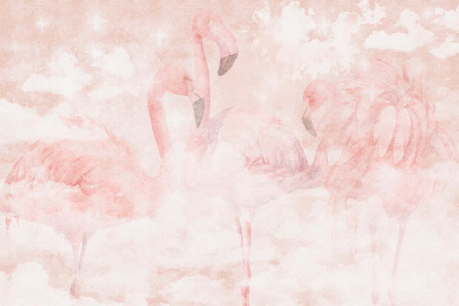Eine Gruppe von Flamingos am Himmel