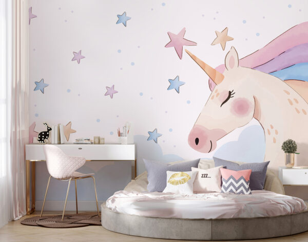Ein Einhorn mit Sternen und Wolken Ein Einhorn mit Sternen und Wolken