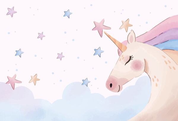 Ein Einhorn mit Sternen und Wolken Ein Einhorn mit Sternen und Wolken