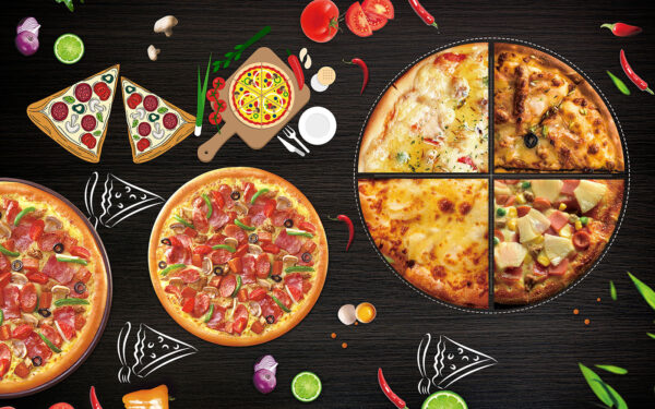 Pizzen auf einem Tisch Pizzen auf einem Tisch