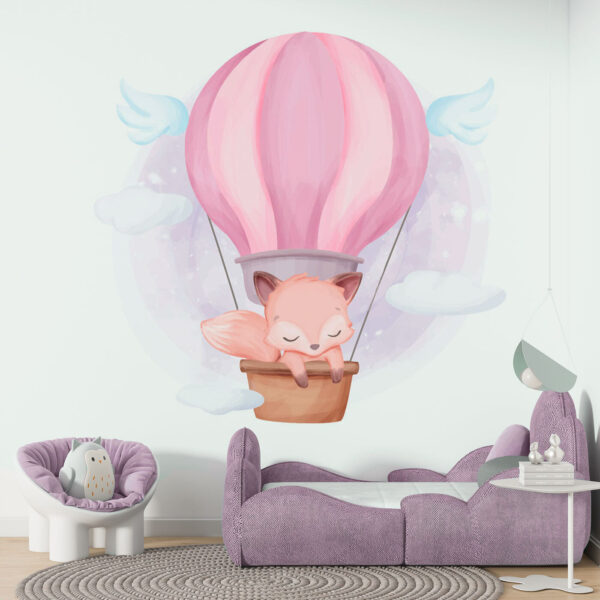 Ein Cartoon-Fuchs in einem Heißluftballon Ein Cartoon-Fuchs in einem Heißluftballon