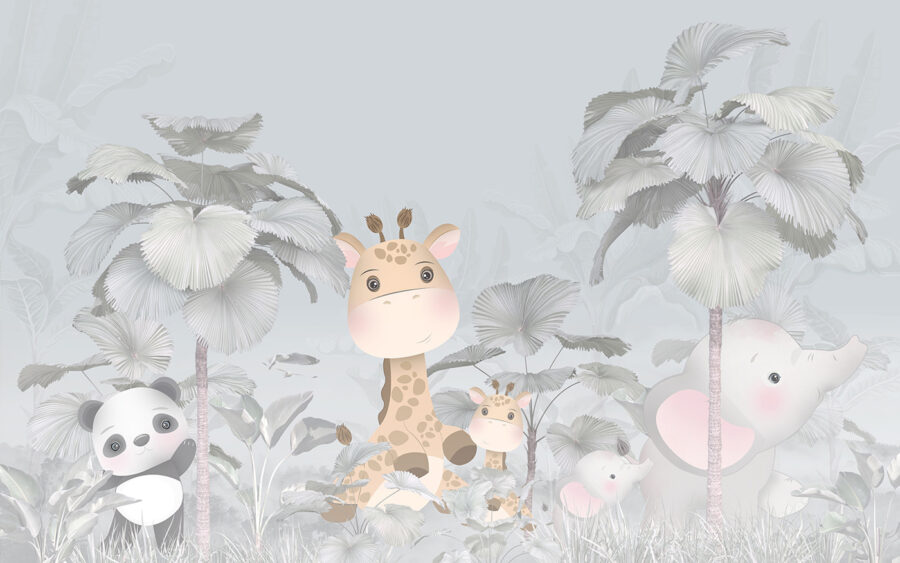 Eine Giraffe und ein Elefant in einem Wald