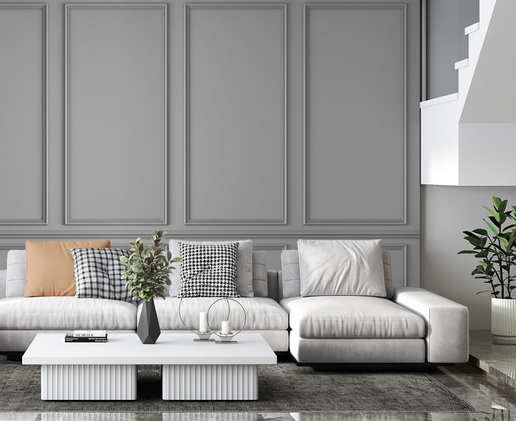 A wall with white panels