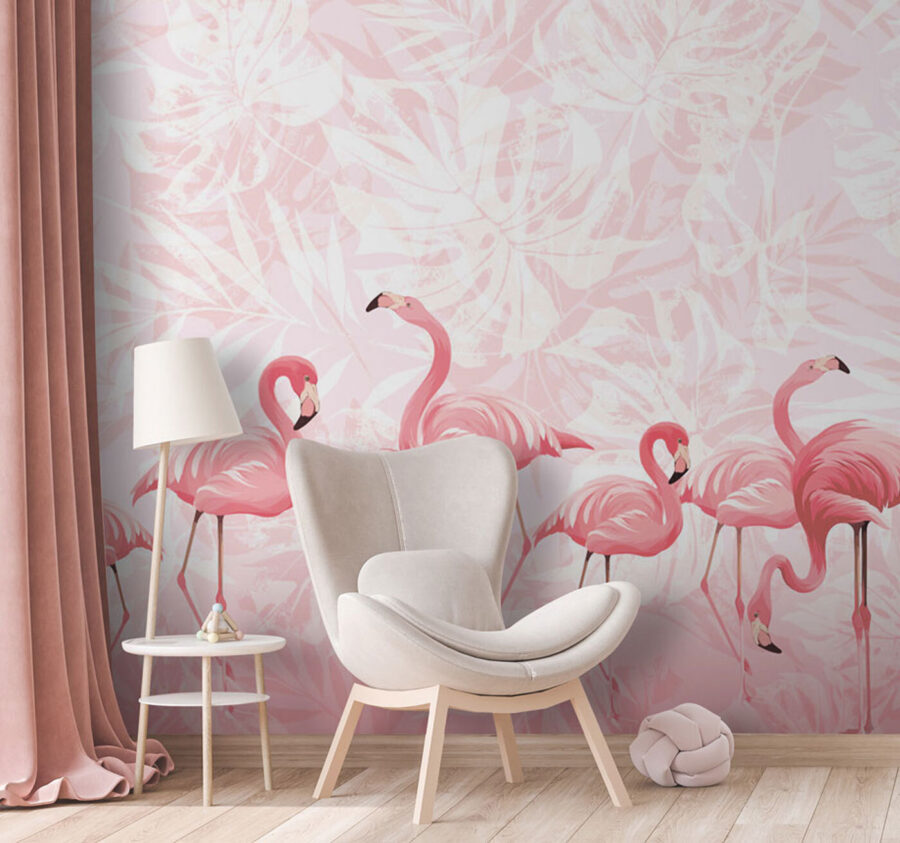 Eine Gruppe von rosa Flamingos