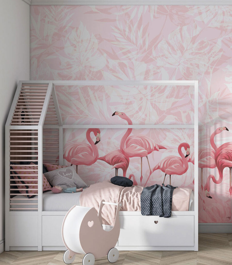 Eine Gruppe von rosa Flamingos