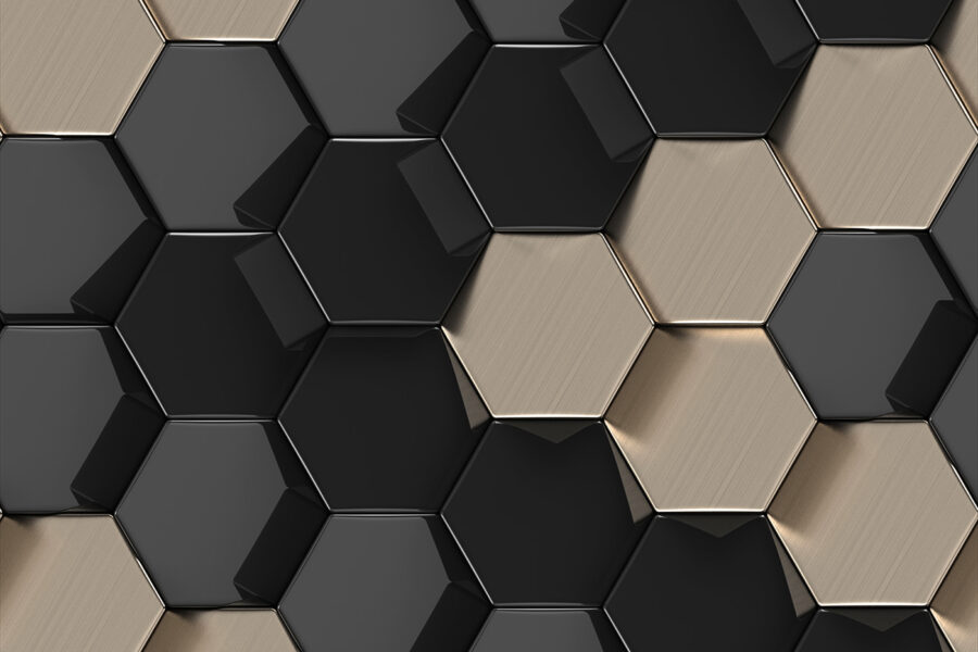 Sechseckiges Muster in Schwarz und Beige