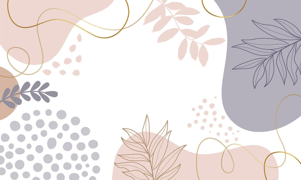 Weißer Hintergrund mit rosa und blau und lila Formen und Blätter Weißer Hintergrund mit rosa und blau und lila Formen und Blätter