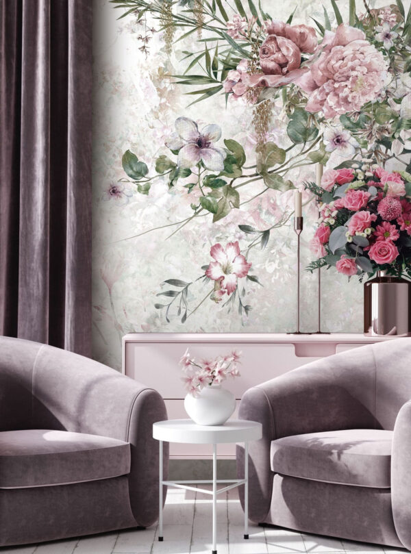 Gemälde von Blumen auf weißem Hintergrund Gemälde von Blumen auf weißem Hintergrund