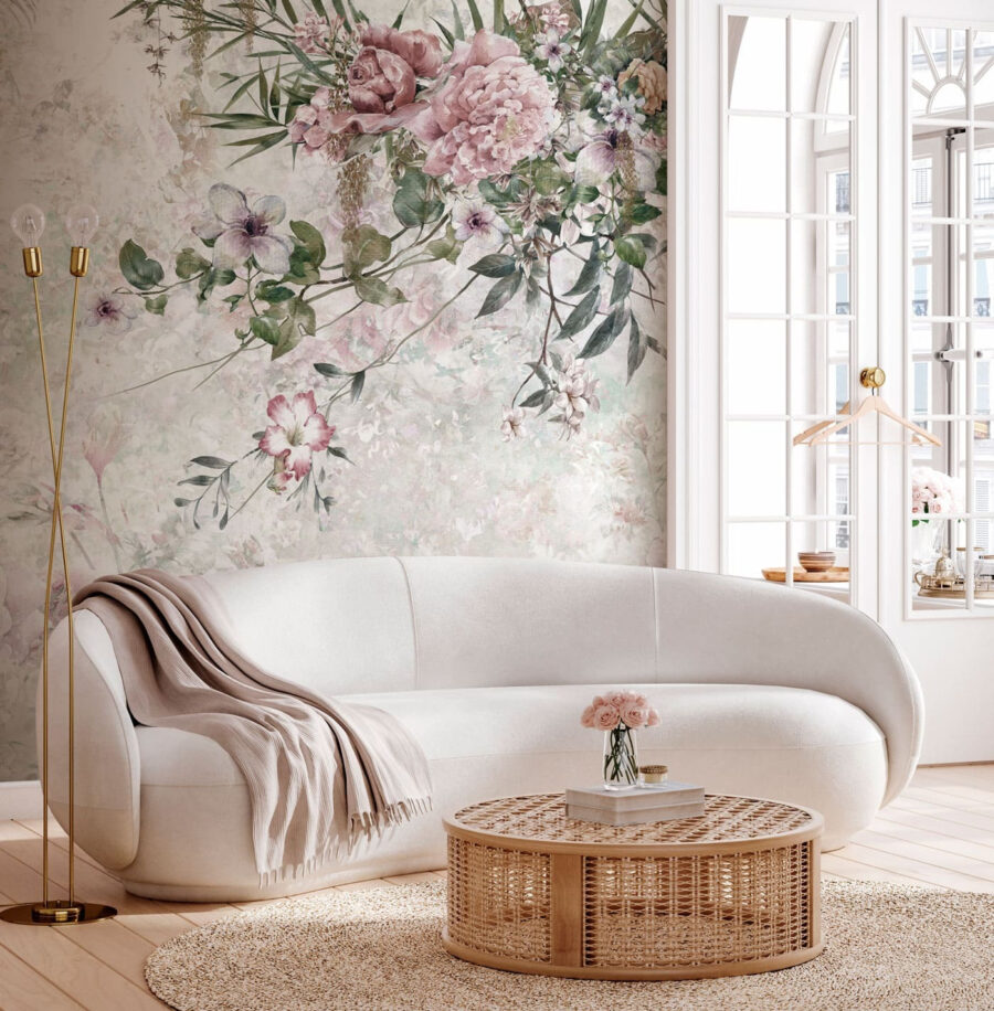 Gemälde von Blumen auf weißem Hintergrund Gemälde von Blumen auf weißem Hintergrund