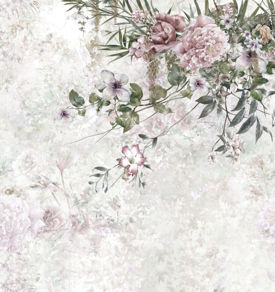 Gemälde von Blumen auf weißem Hintergrund Gemälde von Blumen auf weißem Hintergrund