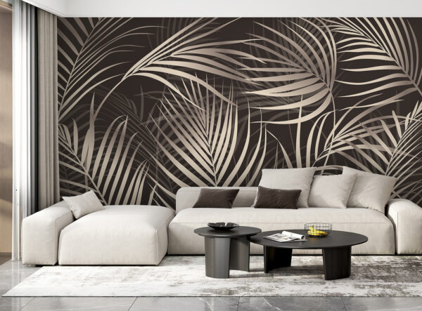 Elegante Palmenblätter auf dunklem Hintergrund Elegante Palmenblätter auf dunklem Hintergrund