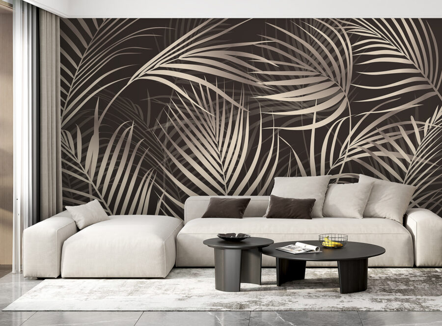 Elegante Palmenblätter auf dunklem Hintergrund