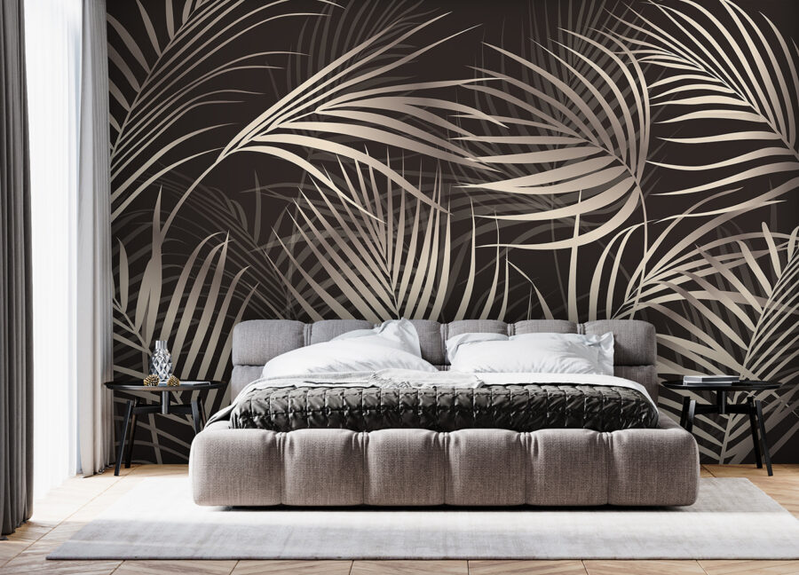 Elegante Palmenblätter auf dunklem Hintergrund