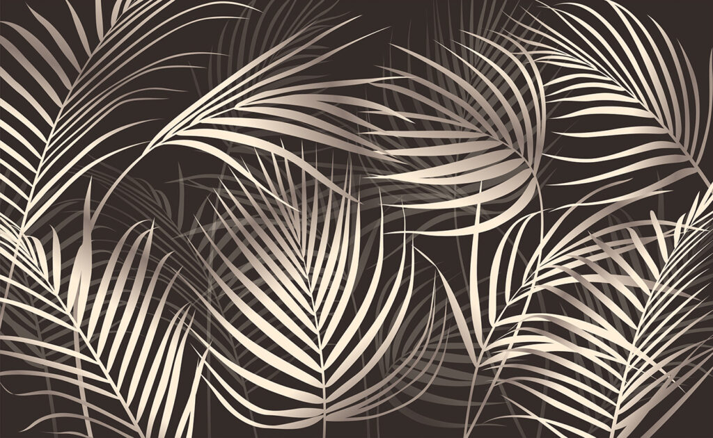 Elegante Palmenblätter auf dunklem Hintergrund Elegante Palmenblätter auf dunklem Hintergrund