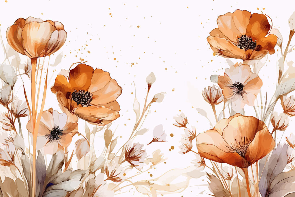 Malerei von Blumen und Blättern Malerei von Blumen und Blättern