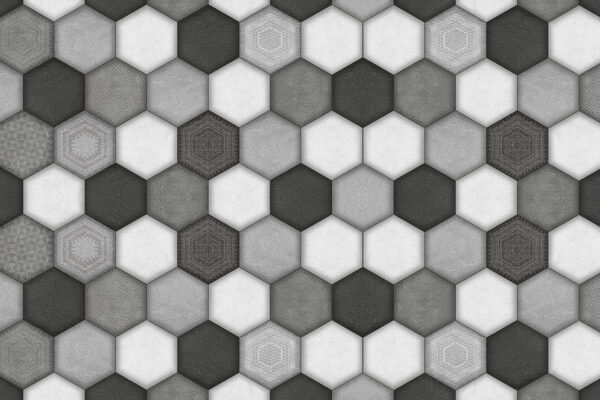 Geometrisches sechseckiges Muster in Graustufen Geometrisches sechseckiges Muster in Graustufen