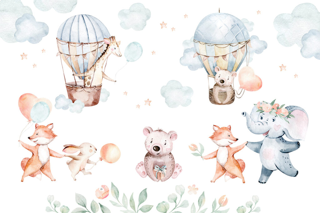 Set mit Aquarelltieren Set mit Aquarelltieren