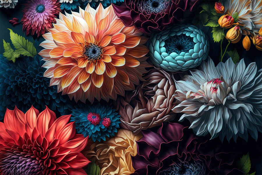 Gruppe von bunten Blumen