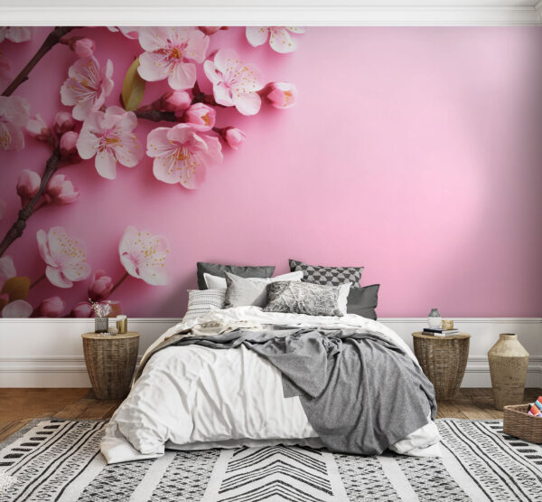Gruppe von rosa Blumen auf einem rosa Hintergrund Gruppe von rosa Blumen auf einem rosa Hintergrund