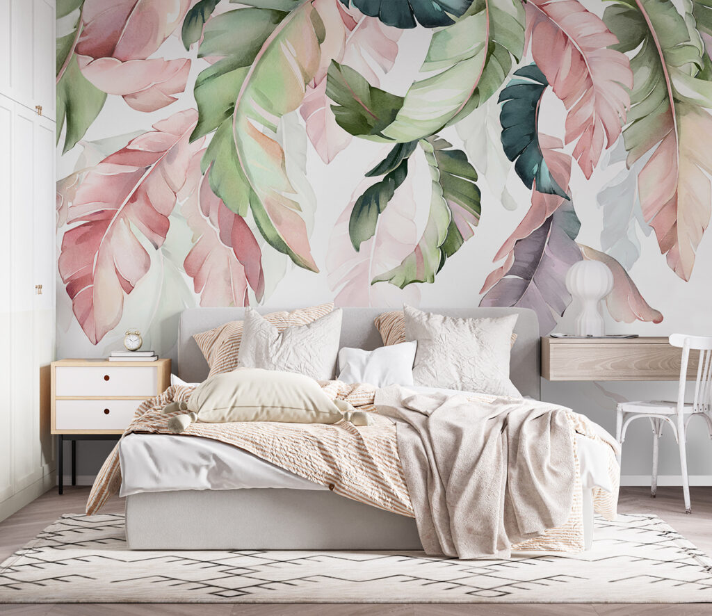 Delicate leaves in soft pastel hues
