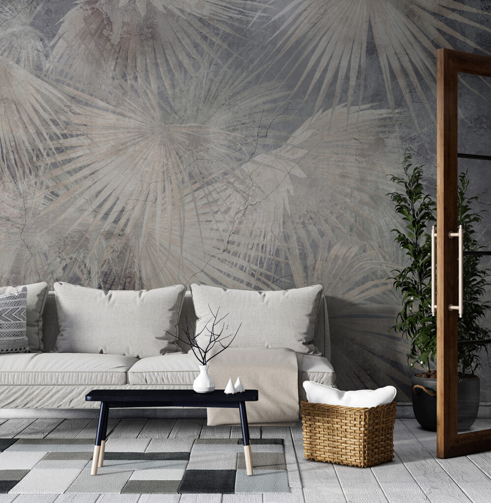 Wallpaper with palm leaves