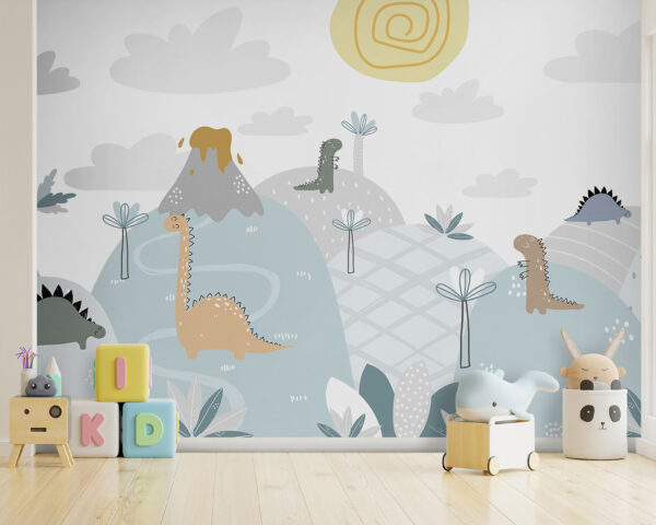 Cartoon von Dinosauriern auf einem Hügel Cartoon von Dinosauriern auf einem Hügel