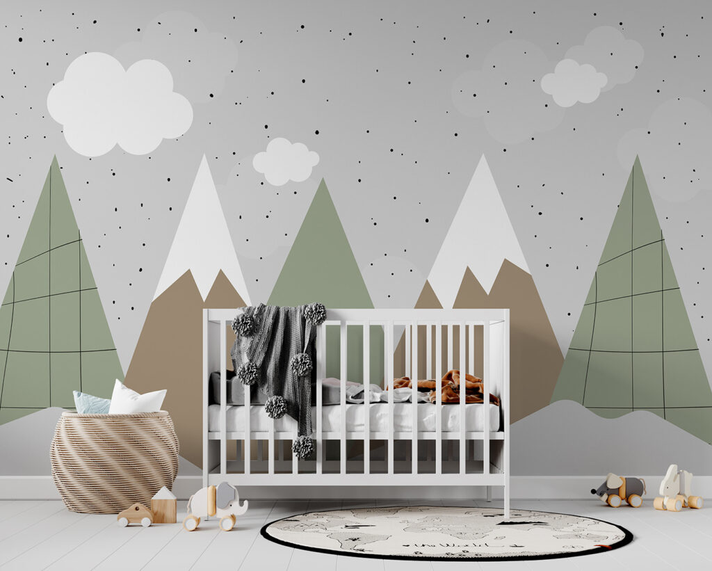 Drawing of mountains and trees