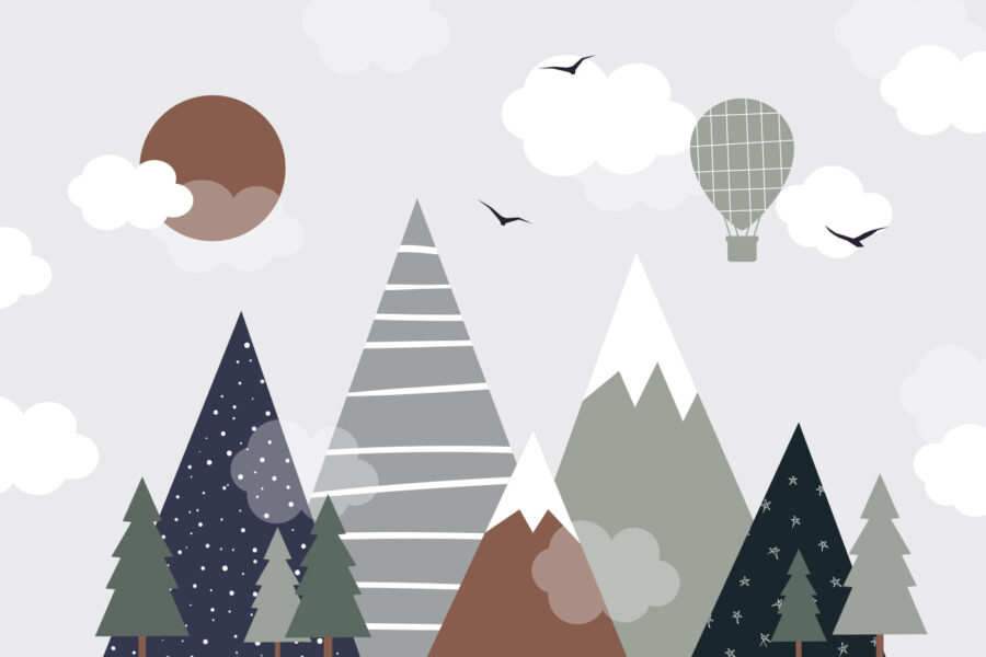 Landschaft mit Bäumen und Bergen Landschaft mit Bäumen und Bergen