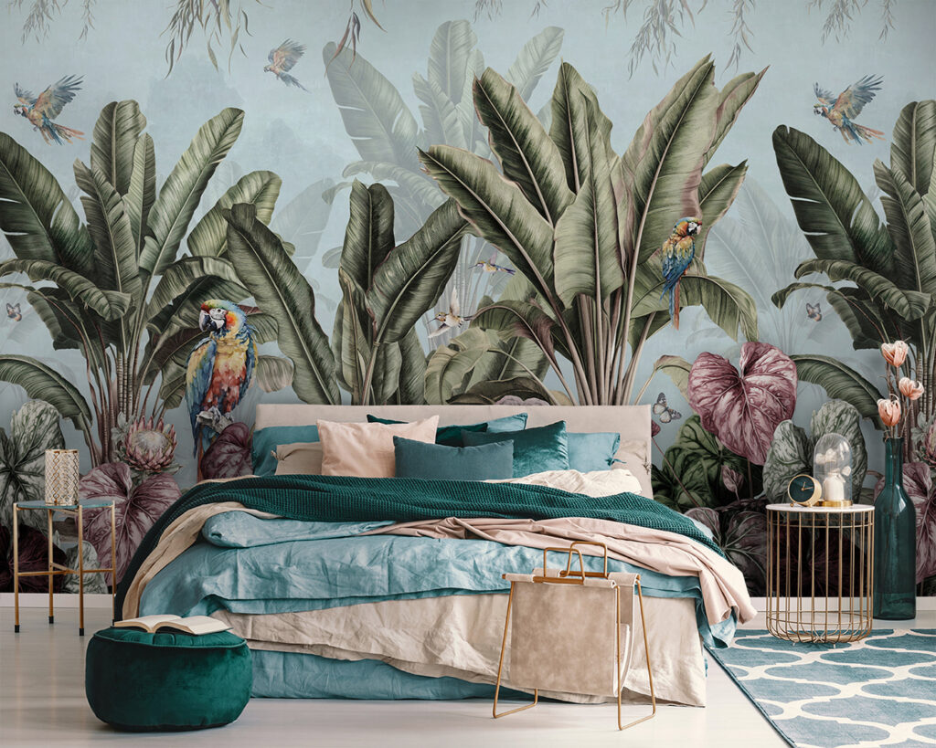 u96259pib111 1024x819 - Tapete mit tropischen Pflanzen und Vögeln - tegory