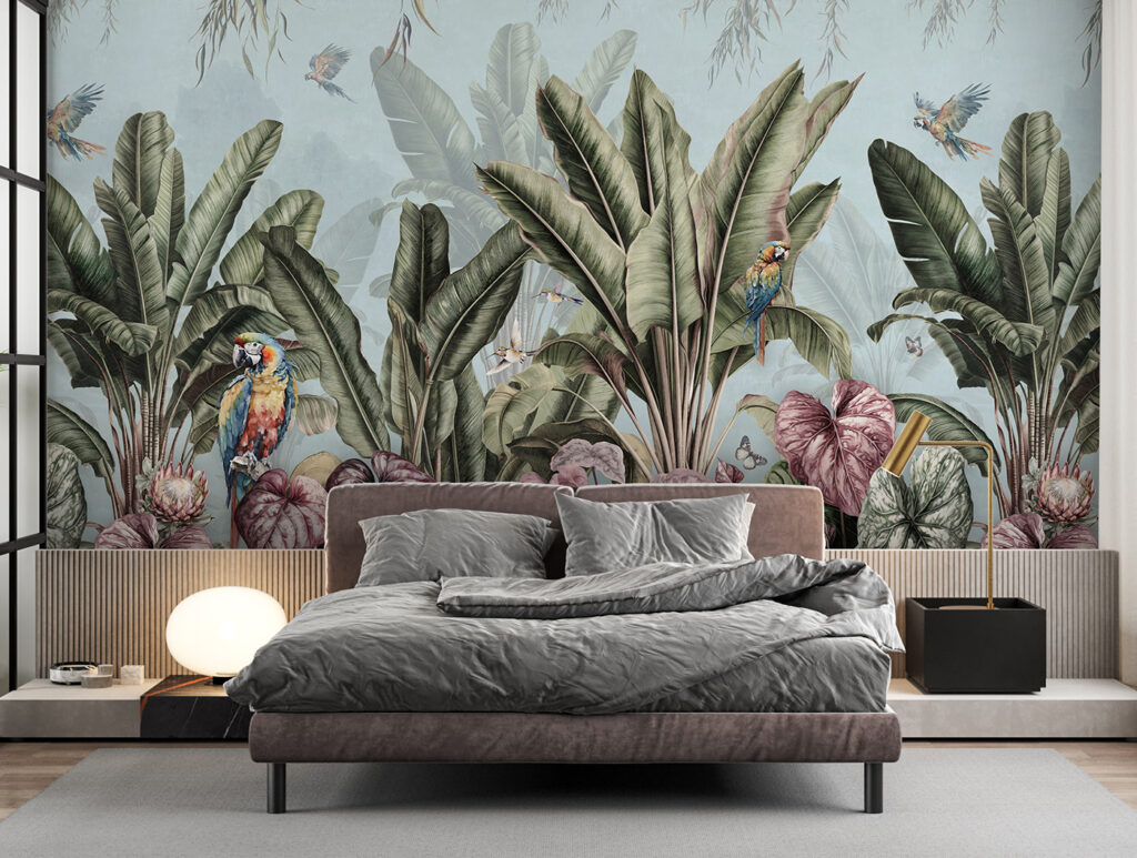 u96259pib1 1024x773 - Tapete mit tropischen Pflanzen und Vögeln - tegory