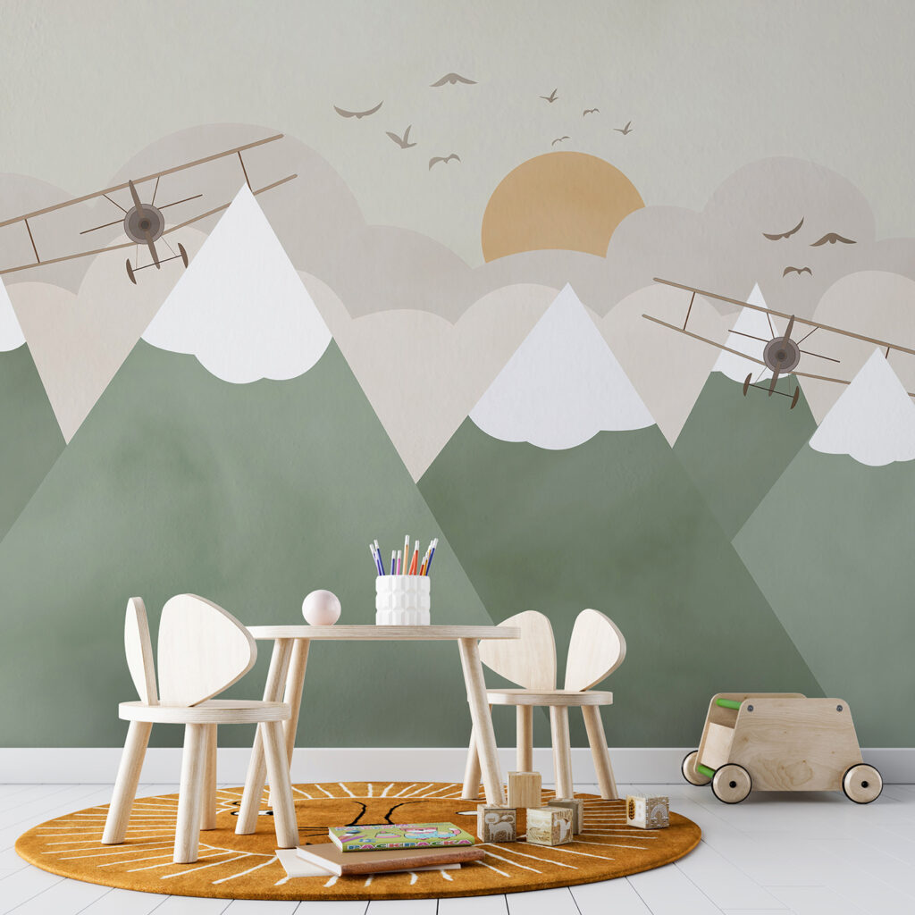 Plane flying over mountains