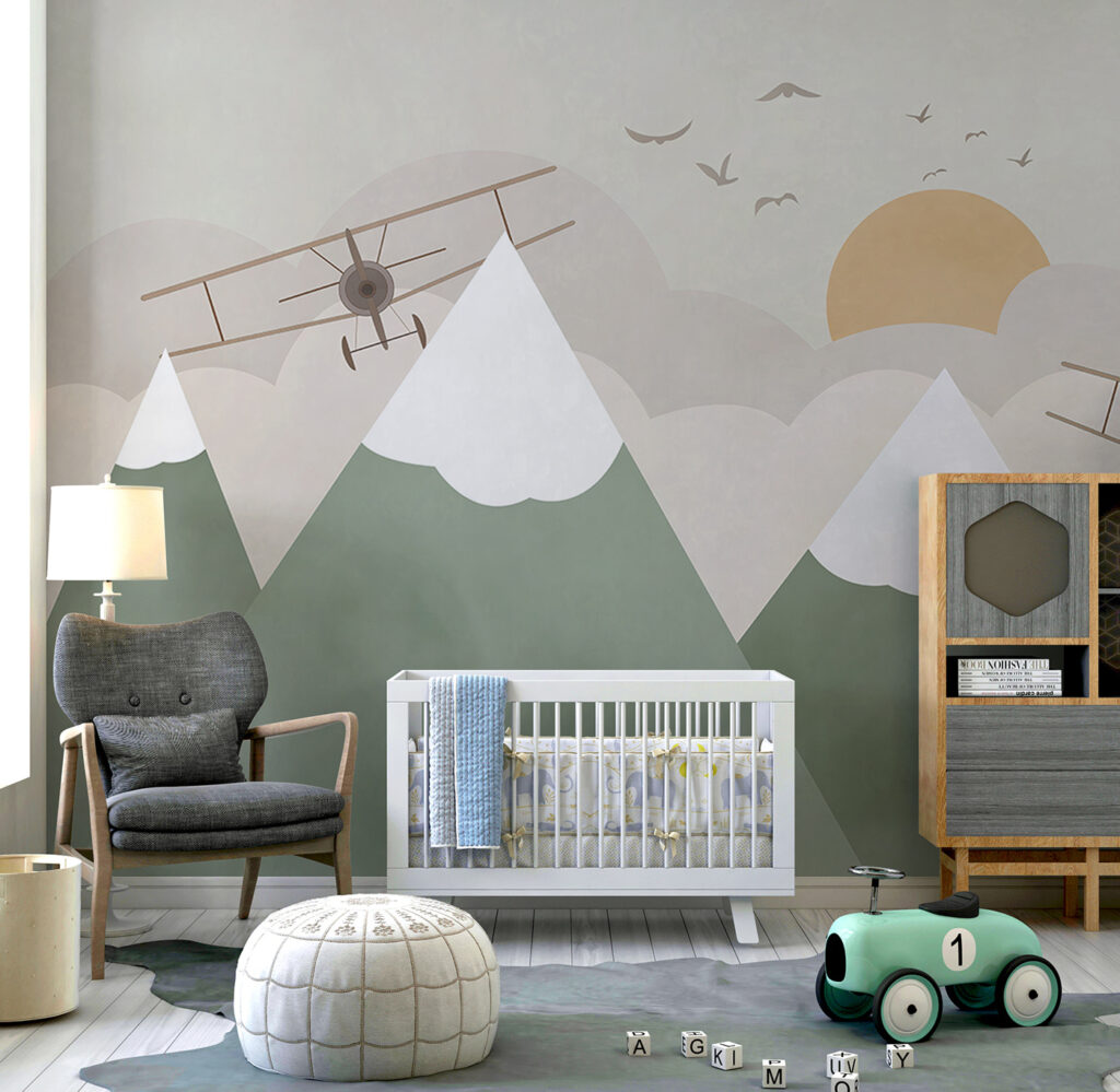 Plane flying over mountains