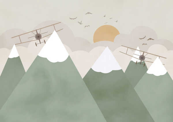 Flugzeug fliegt über Berge Flugzeug fliegt über Berge