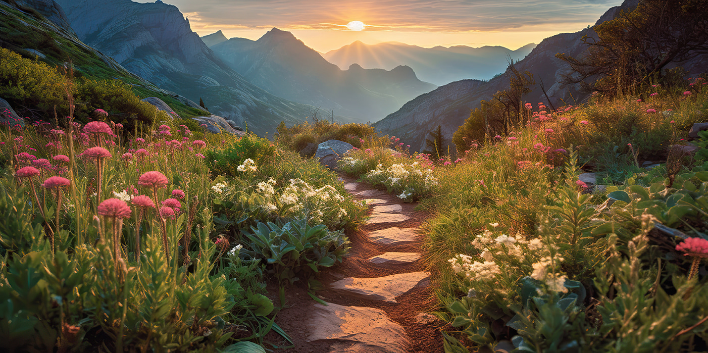 u96205p - Ein steiniger Pfad, der in die Berge führt - tegory