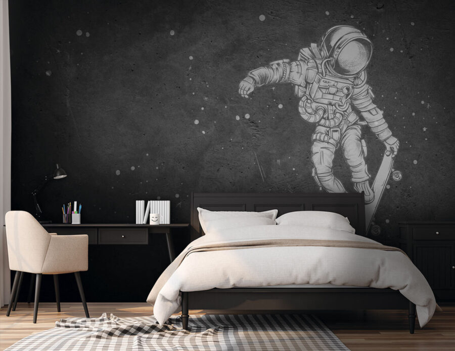 Zeichnung eines Astronauten auf einem Skateboard Zeichnung eines Astronauten auf einem Skateboard