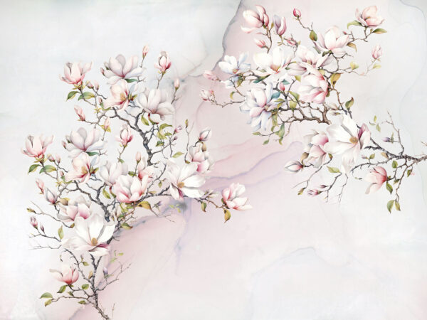 Malerei von Blumen auf einer Marmoroberfläche Malerei von Blumen auf einer Marmoroberfläche