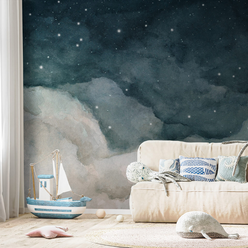 Clouds and stars in the sky