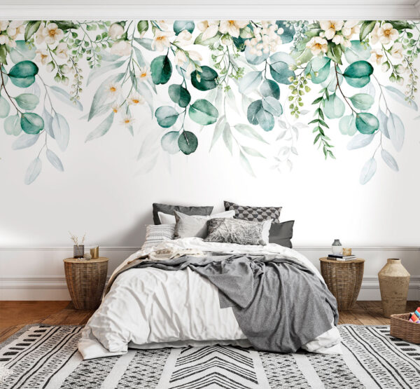 Aquarellmalerei von Blumen und Blättern Aquarellmalerei von Blumen und Blättern