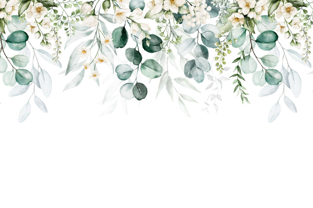 Aquarellmalerei von Blumen und Blättern Aquarellmalerei von Blumen und Blättern