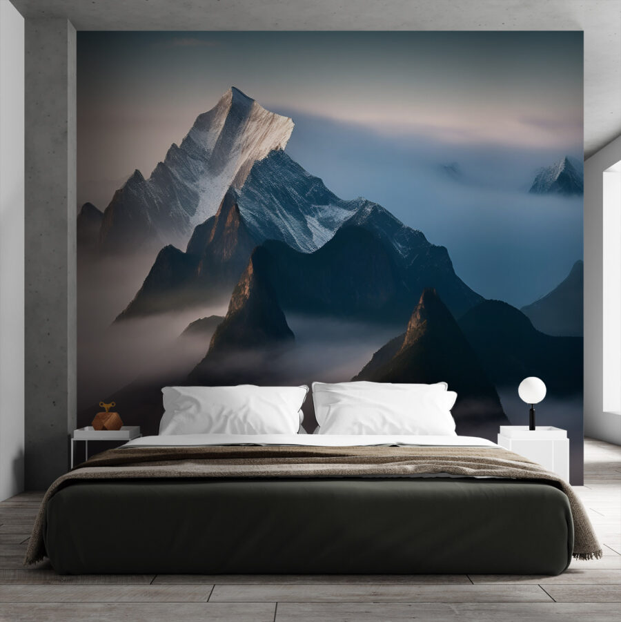 Bergkette mit Wolken