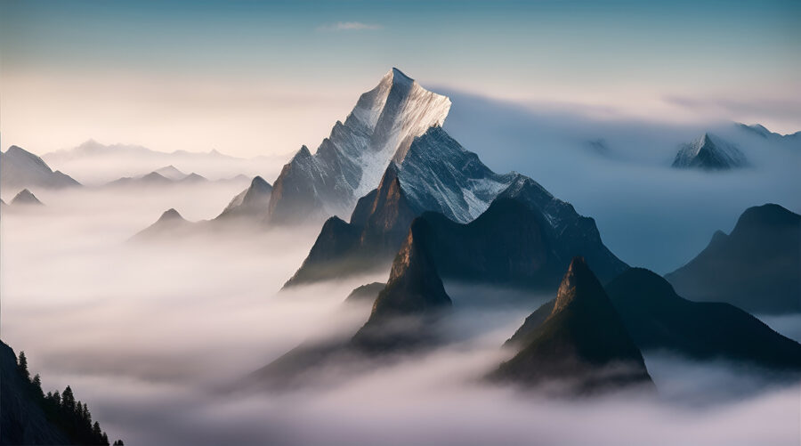 Bergkette mit Wolken
