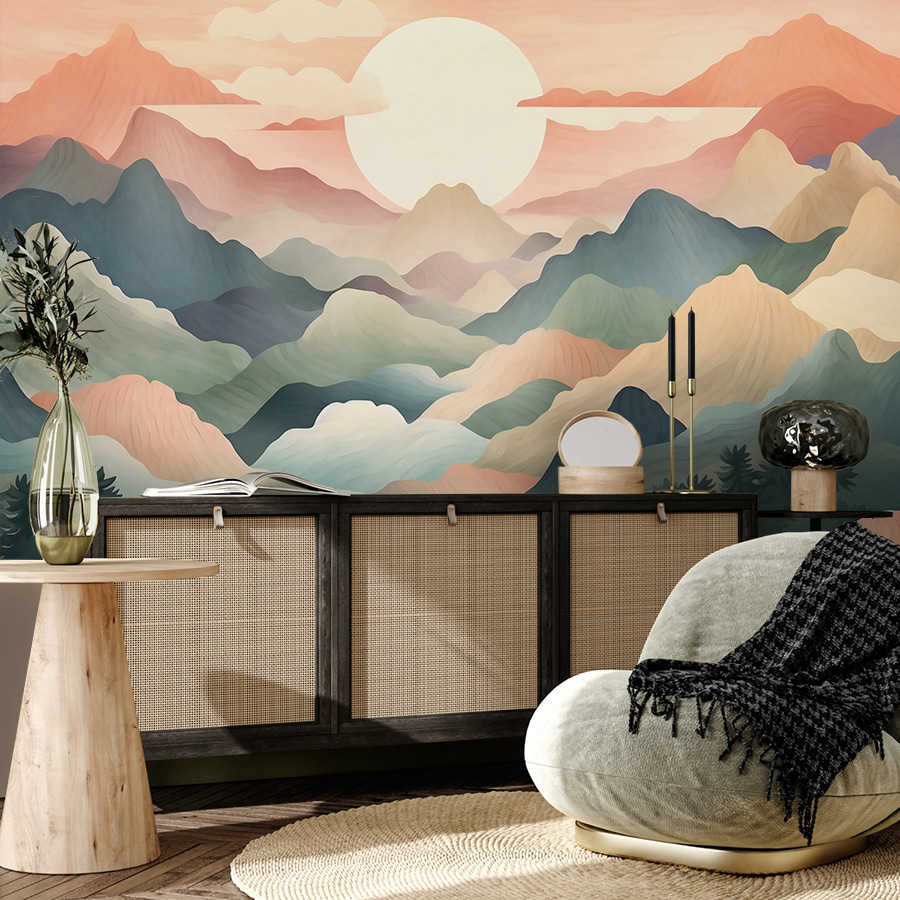 Landschaft mit Bergen und Bäumen