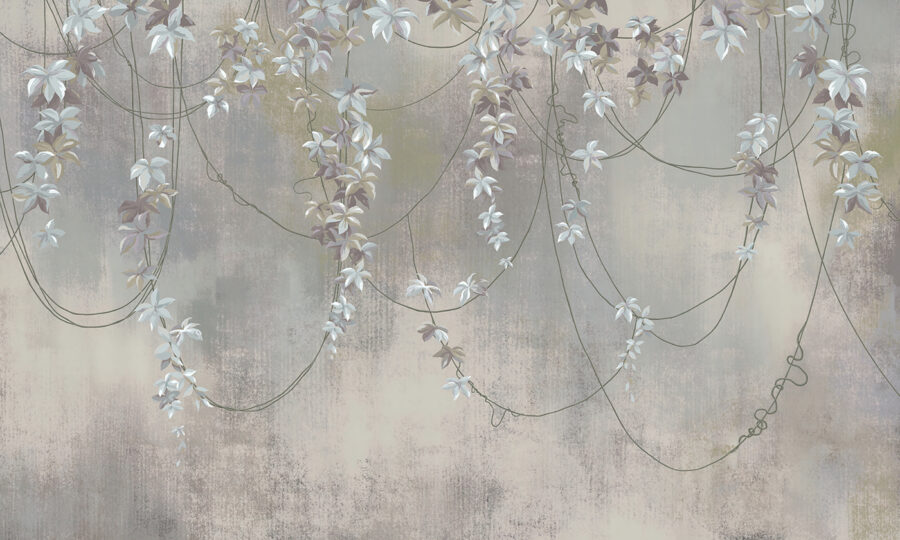 Tapete mit weißen Blumen