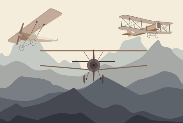 Zwei Flugzeuge fliegen durch die Luft Zwei Flugzeuge fliegen durch die Luft