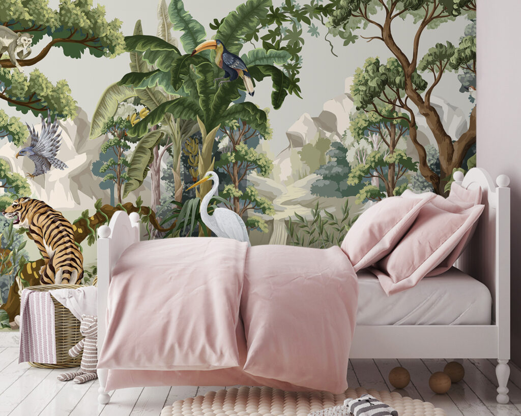 Wallpaper with a jungle scene Wallpaper with a jungle scene